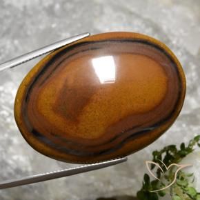 92.65克拉天然棕色Tiger's Eye，椭圆形切割，40.8×29.4毫米，不透明