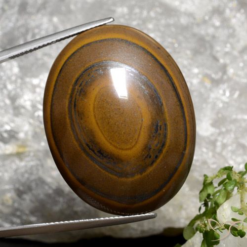 89.36克拉天然棕色Tiger's Eye，椭圆形切割，34.7×27.1毫米，不透明