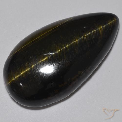 19.70ct 天然 金棕色 虎眼石, 梨形, 不透明