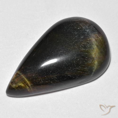 19.38ct 天然 金棕色 虎眼石, 梨形, 不透明