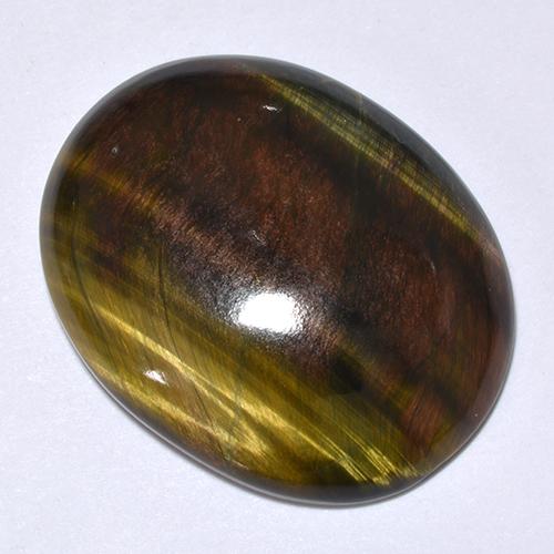24.66克拉天然多色Tiger's Eye，椭圆形切割，25.3×20.2毫米，不透明