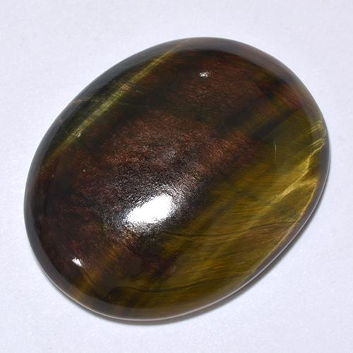 24.66克拉天然多色Tiger's Eye，椭圆形切割，25.3×20.2毫米，不透明