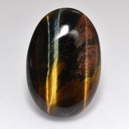 18.46克拉天然多色Tiger's Eye，椭圆形切割，23.4×15.8毫米，不透明