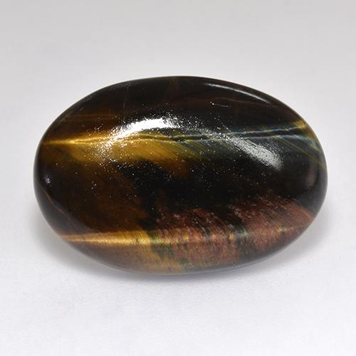 18.46克拉天然多色Tiger's Eye，椭圆形切割，23.4×15.8毫米，不透明