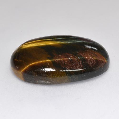18.46克拉天然多色Tiger's Eye，椭圆形切割，23.4×15.8毫米，不透明