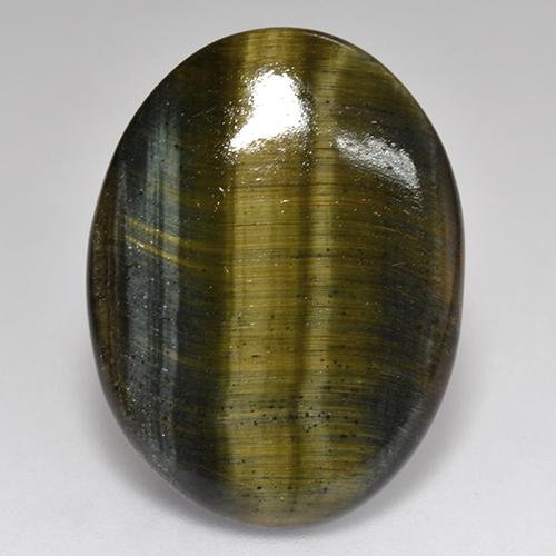 18.01克拉天然多色Tiger's Eye，椭圆形切割，25.4×19.2毫米，不透明