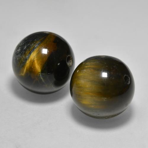 24.57天然棕色Tiger's Eye，球形，12.26毫米，不透明
