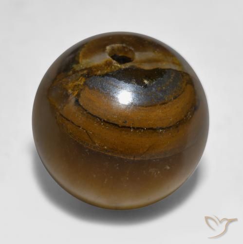11.89克拉天然棕色Tiger's Eye，球形，11.93毫米，不透明