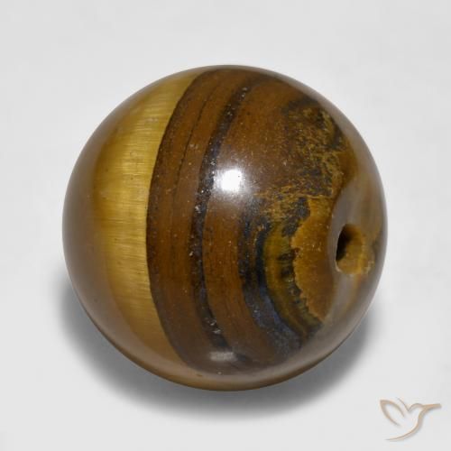 11.89克拉天然棕色Tiger's Eye，球形，11.93毫米，不透明