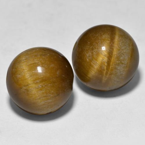 24.29天然棕色Tiger's Eye，球形，12.14毫米，不透明