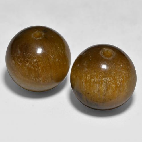 24.29天然棕色Tiger's Eye，球形，12.14毫米，不透明