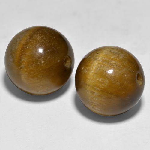 24.29天然棕色Tiger's Eye，球形，12.14毫米，不透明