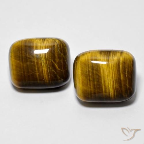 18.15天然棕色Tiger's Eye，垫形剪裁，14×11.8毫米，不透明