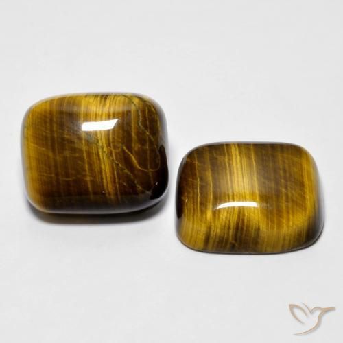 18.15天然棕色Tiger's Eye，垫形剪裁，14×11.8毫米，不透明