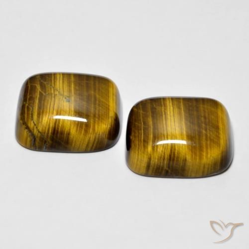18.15天然棕色Tiger's Eye，垫形剪裁，14×11.8毫米，不透明