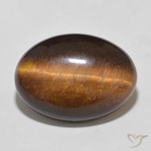 11.10ct 天然 中褐色 虎眼石, 椭圆形, 不透明