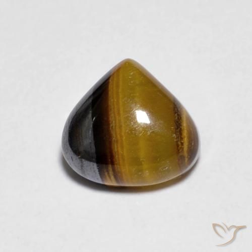 1.00ct 天然 黄棕色 虎眼石, 梨形, 不透明