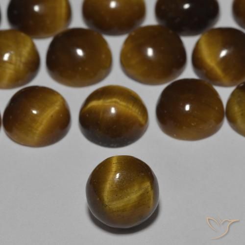 0.92ct 天然 暖棕 虎眼石, 圆形的, 不透明