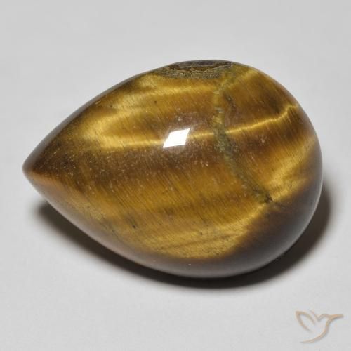 13.27ct 天然 黄棕色 虎眼石, 梨形, 不透明