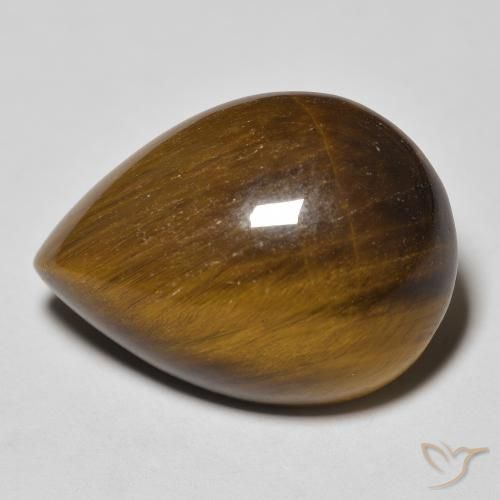 13.46ct 天然 黄棕色 虎眼石, 梨形, 不透明