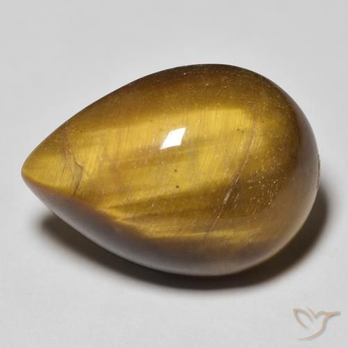 13.04ct 天然 黄棕色 虎眼石, 梨形, 不透明