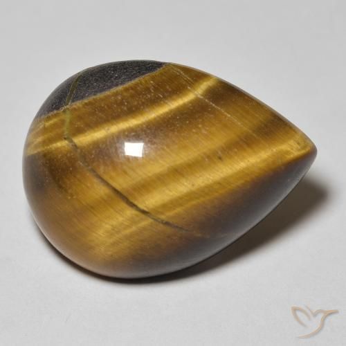 14.11ct 天然 中褐色 虎眼石, 梨形, 不透明