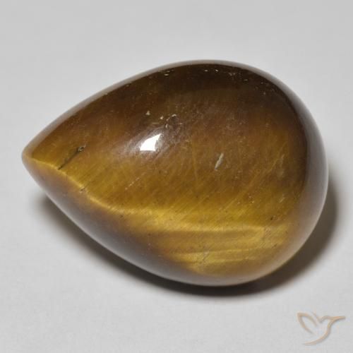 15.78ct 天然 黄棕色 虎眼石, 梨形, 不透明