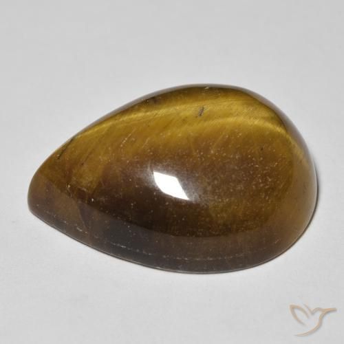 15.78克拉天然虎眼石，梨形，不透明