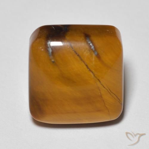 6.10ct 天然 中褐色 虎眼石, 软垫, 不透明