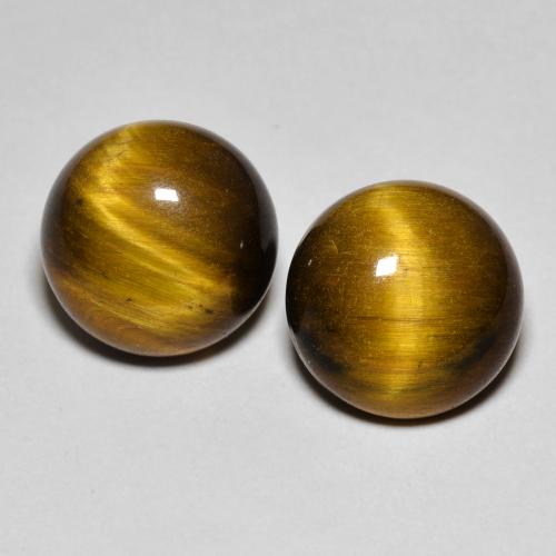 7.99天然棕色Tiger's Eye，圆形切割，10.02毫米，不透明