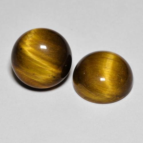 7.99天然棕色Tiger's Eye，圆形切割，10.02毫米，不透明