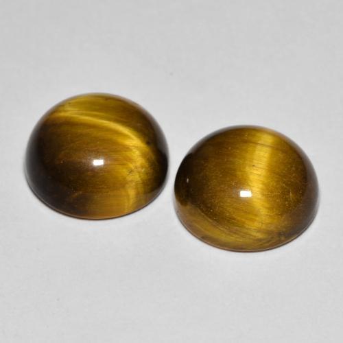 7.99天然棕色Tiger's Eye，圆形切割，10.02毫米，不透明