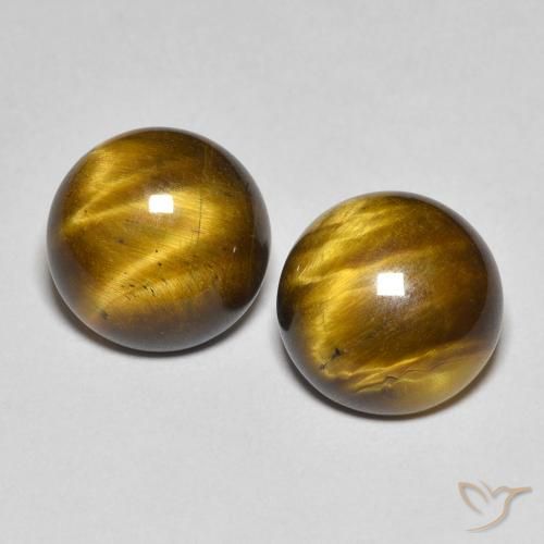 7.60ctw 天然 暖棕 虎眼石, 圆形的, 不透明