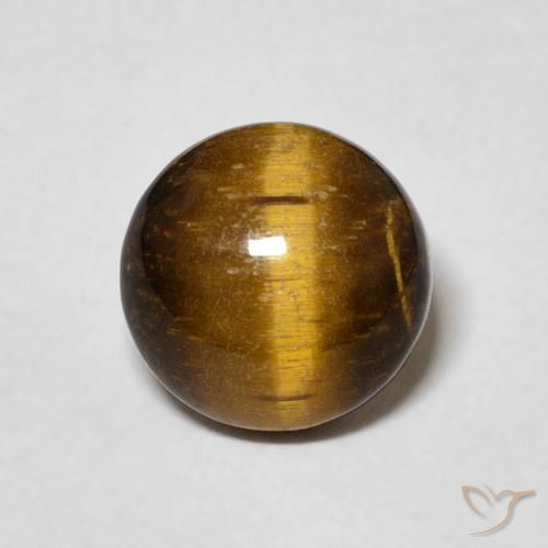 1.98ct 天然 黄棕色 虎眼石, 圆形的, 不透明
