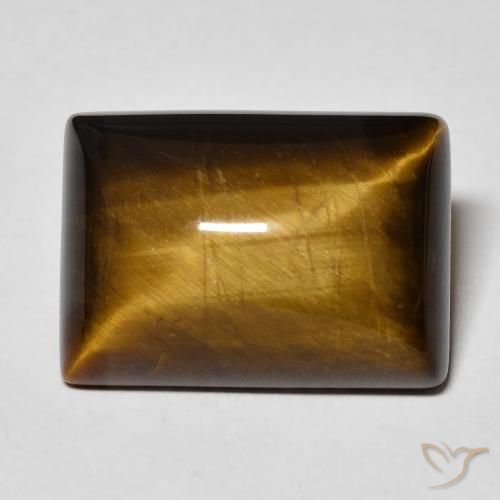 13.01ct 天然 金棕色 虎眼石, 狭长方形, 不透明