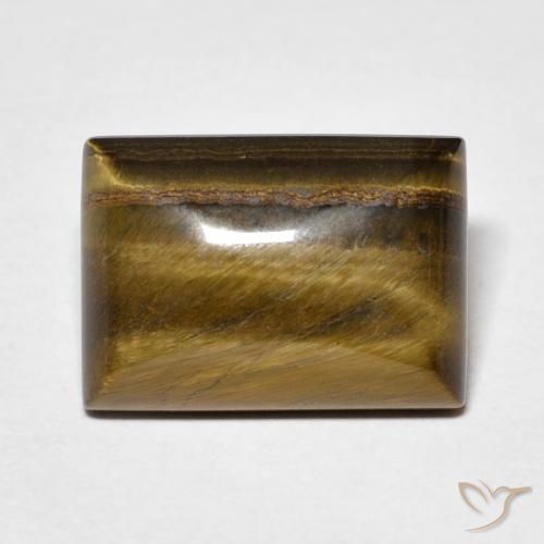 7.07ct 天然 Medium Light-Brown 虎眼石, 狭长方形, 不透明