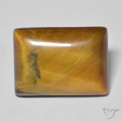 12.19ct 天然 黄棕色 虎眼石, 狭长方形, 不透明