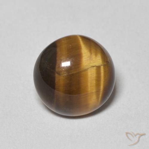 1.64ct 天然 黄棕色 虎眼石, 圆形的, 不透明