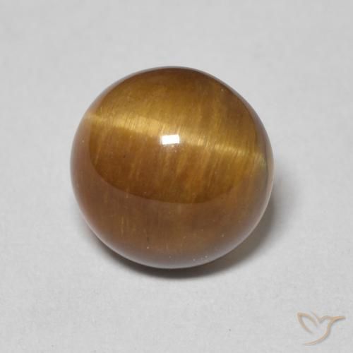 2.17ct 天然 中褐色 虎眼石, 圆形的, 不透明