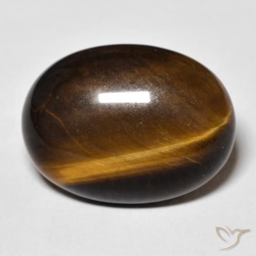 14.23ct 天然 Medium Dark-Brown 虎眼石, 椭圆形, 不透明