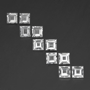 天然白色托帕石，方形，5.1×5毫米，VVS-VS