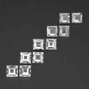 天然白色托帕石，方形，5.1×5毫米，VVS-VS