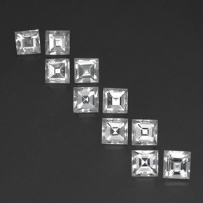 8.32天然白色托帕石，方形，5×5毫米，VVS
