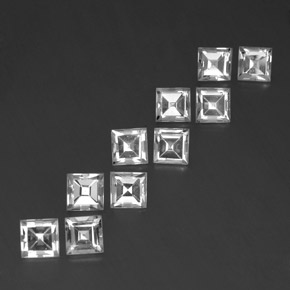 天然白色托帕石，方形，5×5毫米，VVS-VS