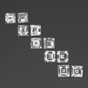 天然白色托帕石，方形，5.2×5.2毫米，VVS-VS