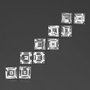 天然白色托帕石，方形，5.2×5.2毫米，VVS-VS