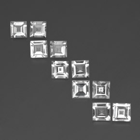 天然白色托帕石，方形，5×5毫米，VVS-VS