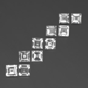 天然白色托帕石，方形，5×5毫米，VVS-VS