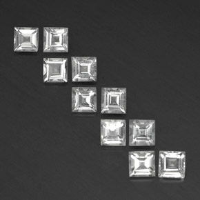 天然白色托帕石，方形，4.2×4.1毫米，VS