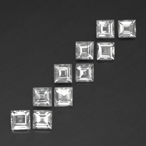 天然白色托帕石，方形，4.2×4.1毫米，VS